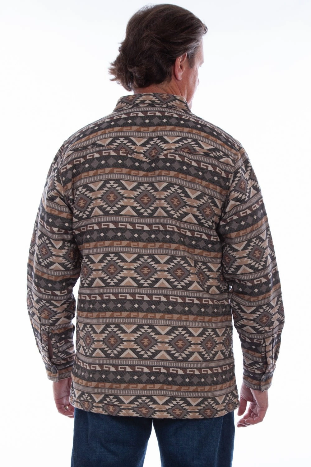 Windproof Thermal Shell Heat Resistant Fabric Scully Mens Tan 100% Cotton Aztec Geometric Jacket