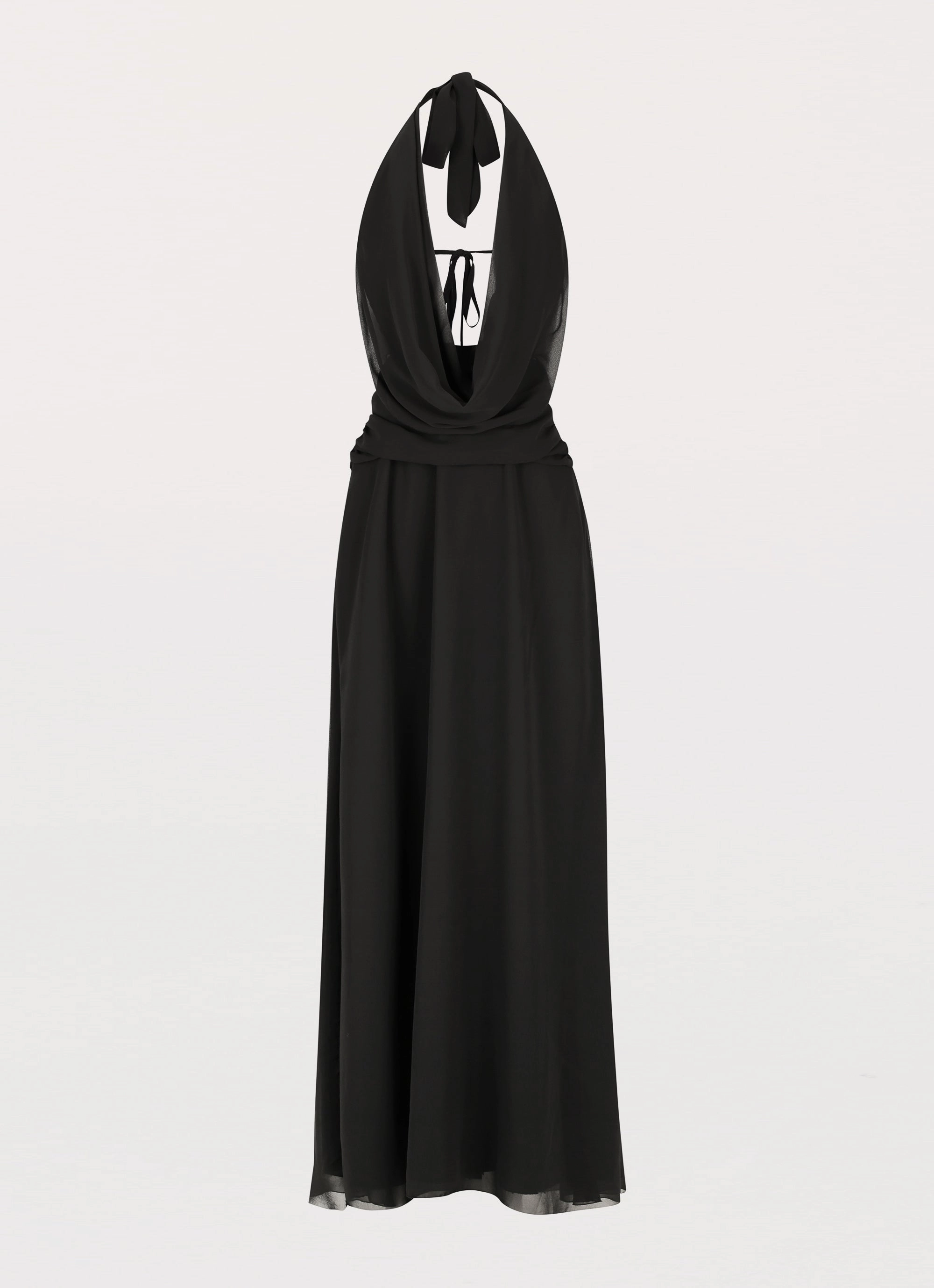 Versatile Comfort Wear Piped-Edge Elysia Chiffon Maxi Dress - Black