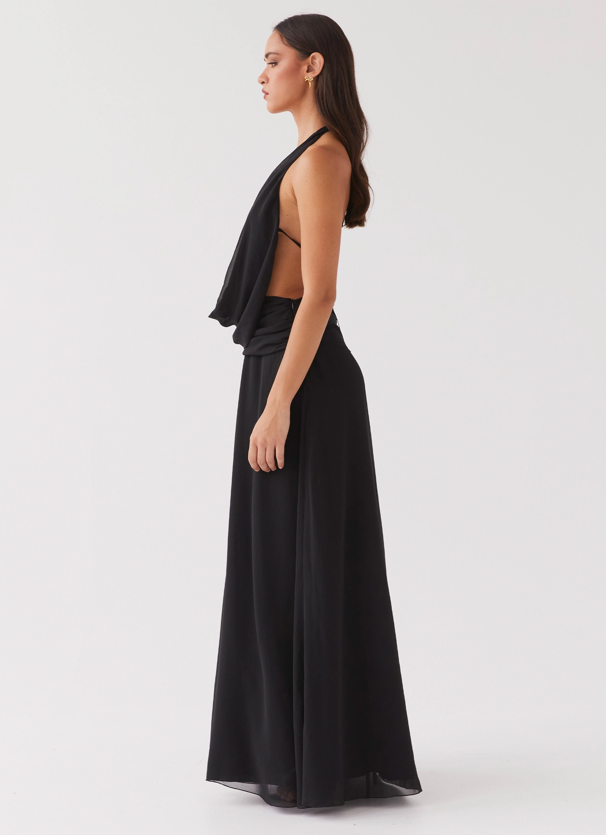 Elysia Chiffon Maxi Dress - Black All Purpose