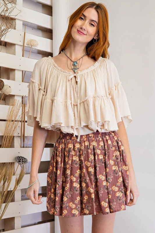 IVY PRINTED COTTON GAUZE MINI SKIRT Modest Wear