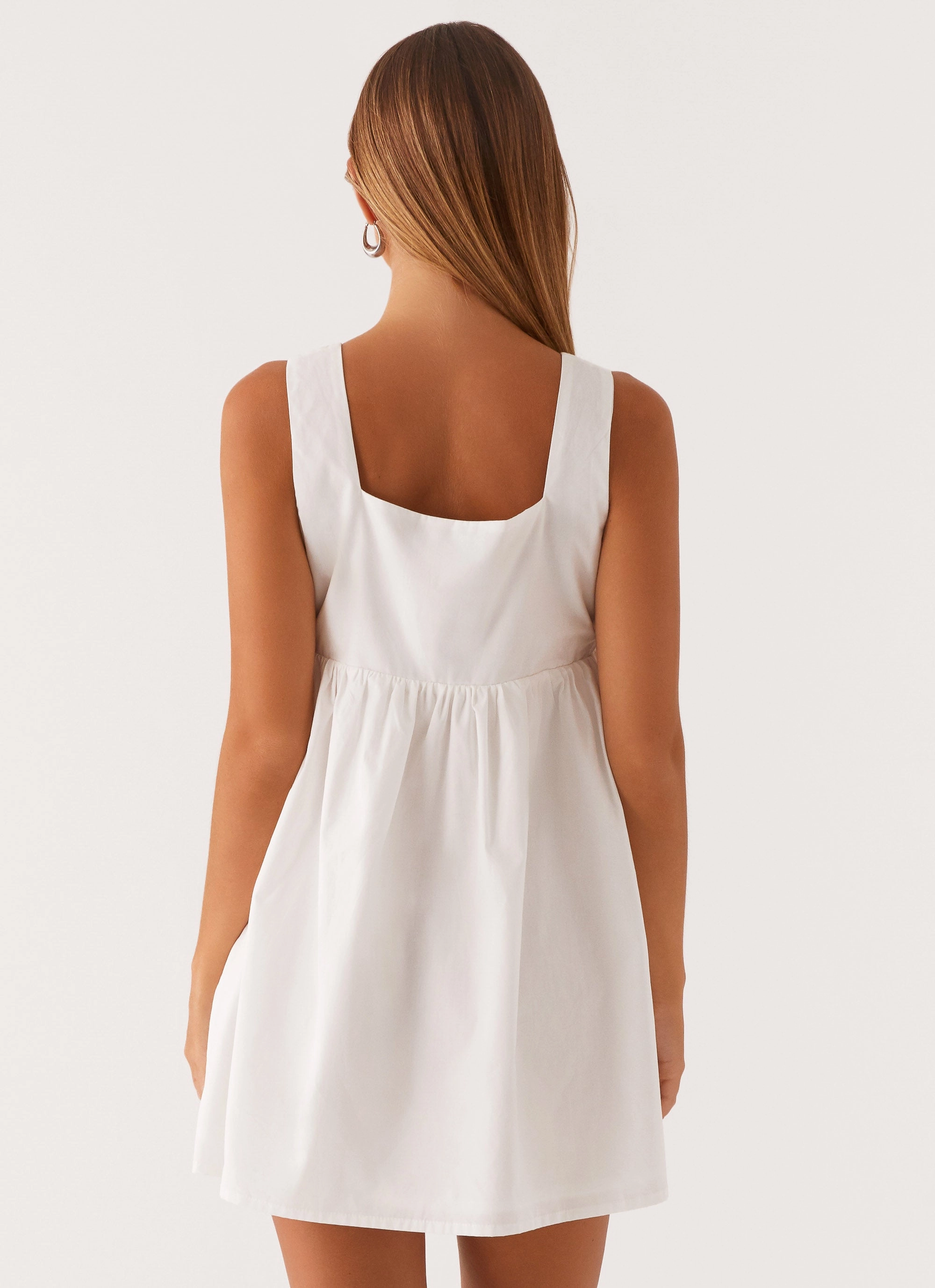 Ottoline Babydoll Mini Dress - White Lower Hem