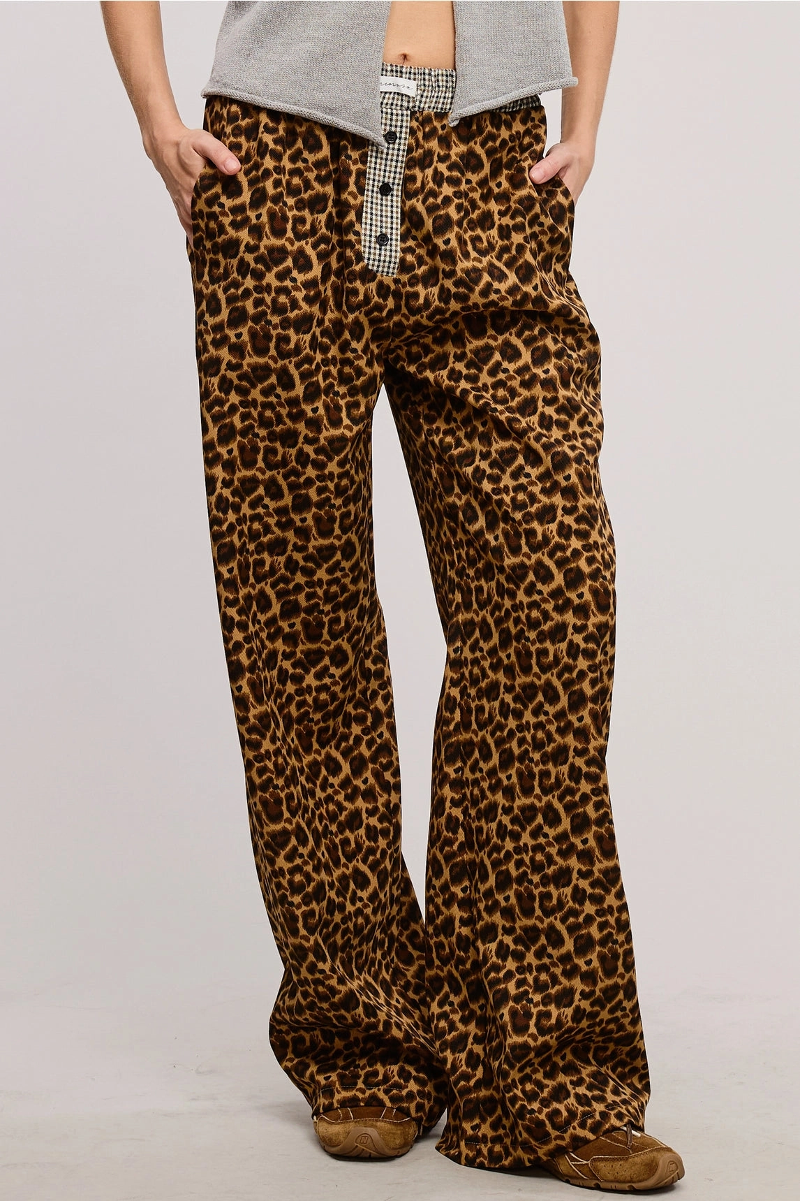 Leopard Print Boxer Pants Flexible Knee Articulation Outdoor Comfort