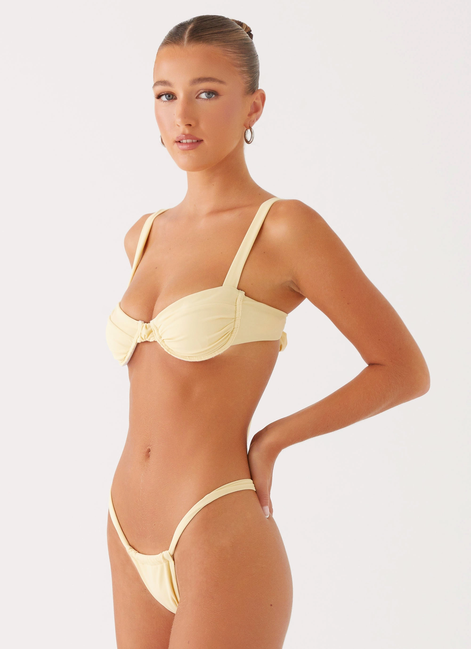 Airlie Scrunch Bikini Bottoms - Yellow Sturdy stitching Beach Outfits