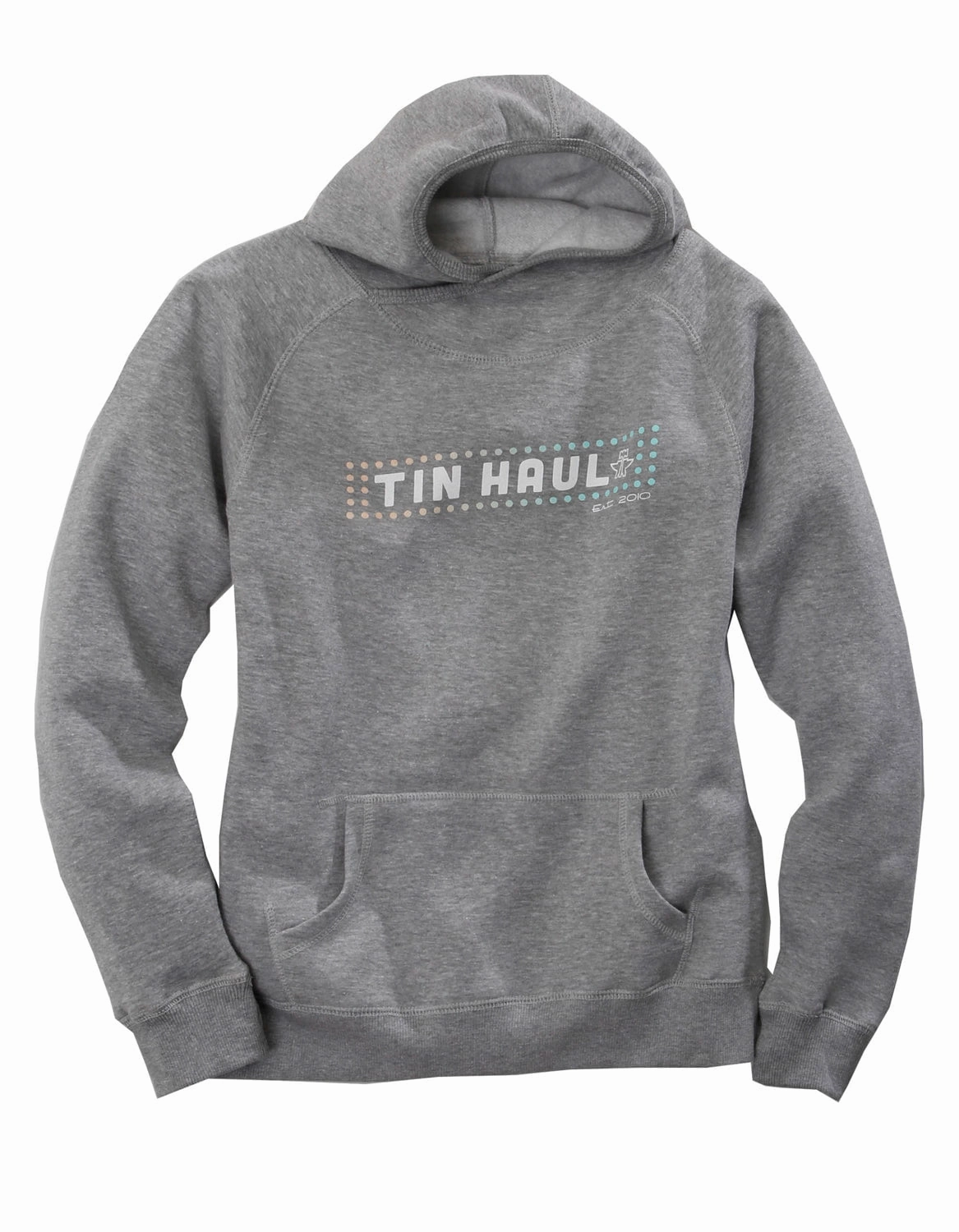 Tin Haul Womens Grey Cotton Blend Logo in Lights Hoodie Thermal Lock Stitching
