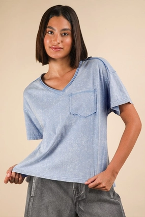 Tagless Labeling Basic Tank Abby Mineral Washed V-neck Knit Top