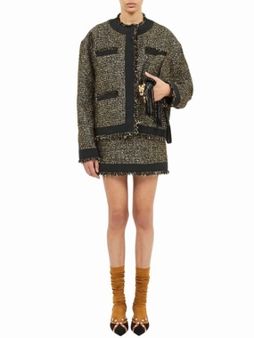 Reflective Trim Carmella Tweed Coat in Tapestry