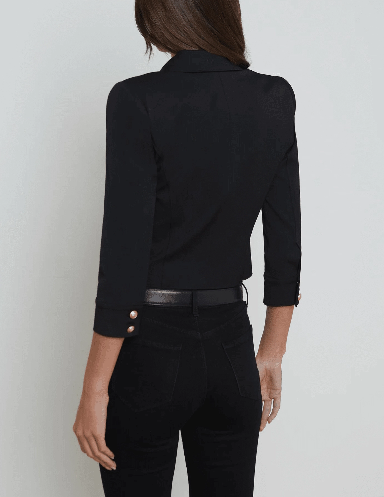 Odor Control Treatment L'Agence Kumi Cropped Fitted Jacket in Black