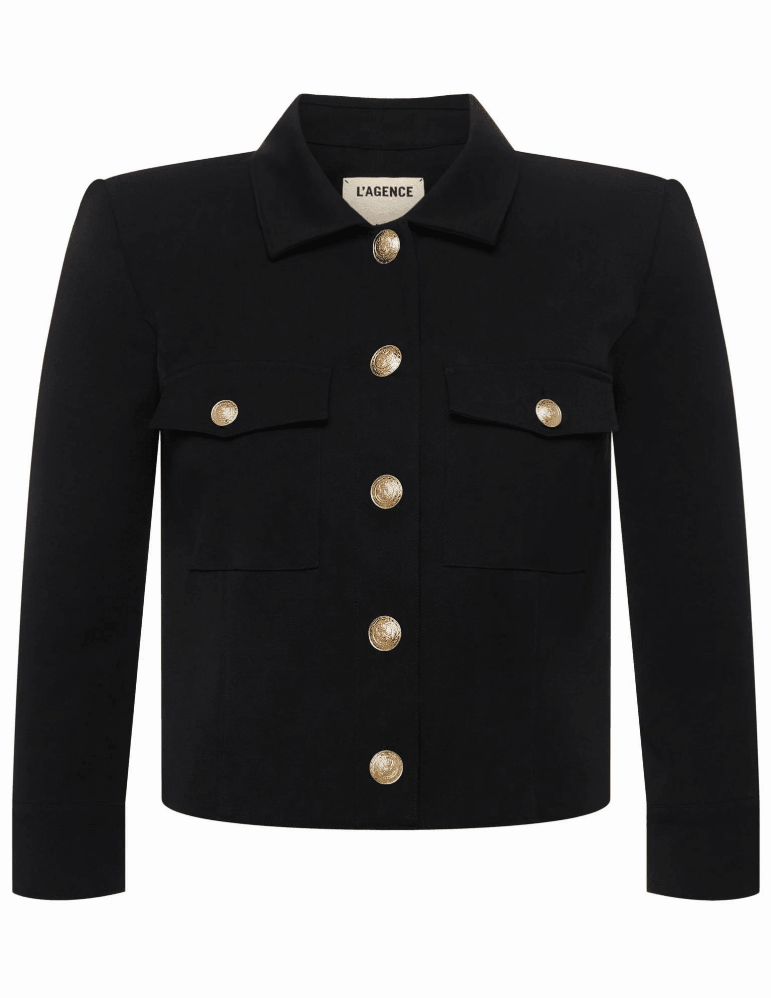 L'Agence Kumi Cropped Fitted Jacket in Black LightweightDesign Non Restrictive Cut