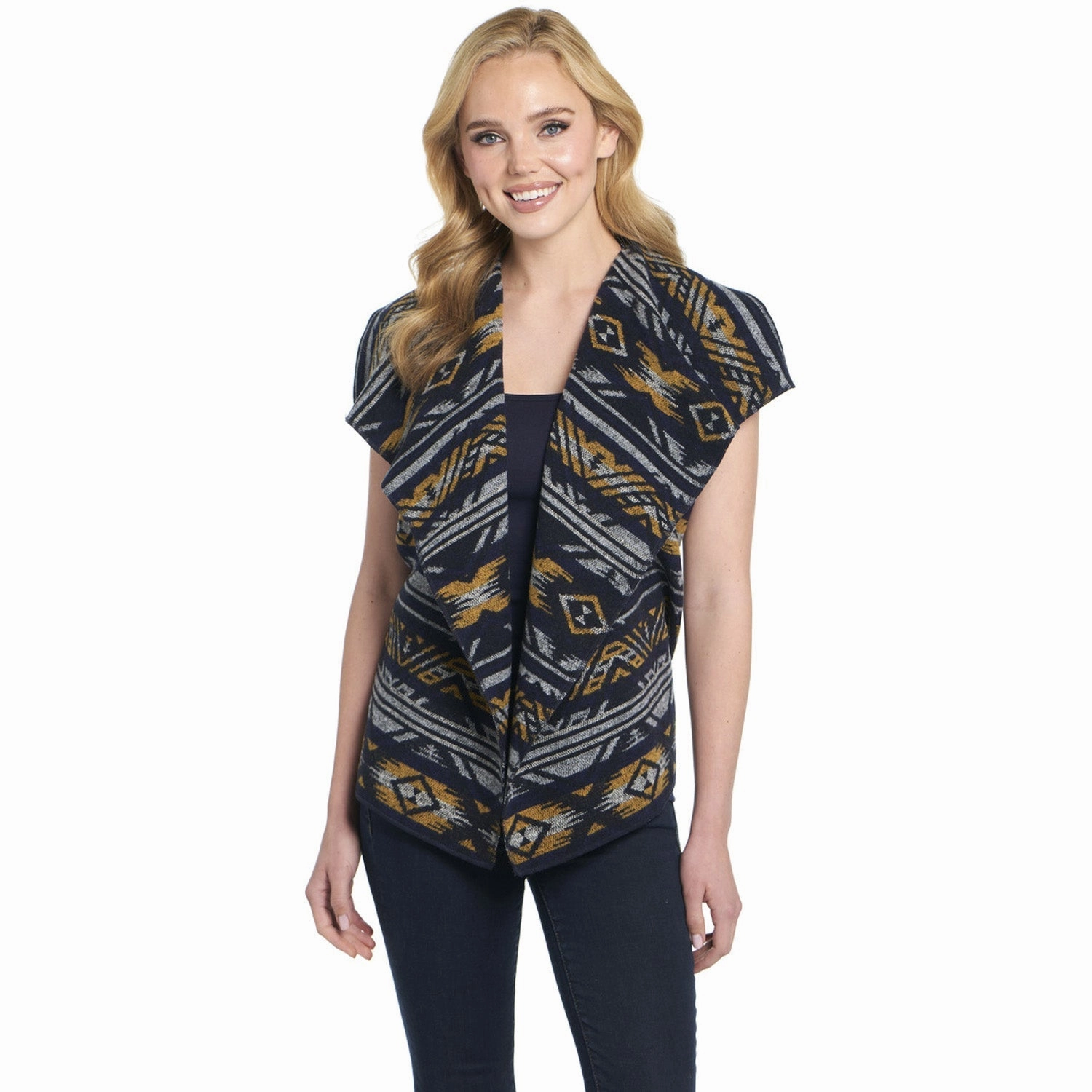 Cripple Creek Womens Open Front Blanket Wrap Scotch Blue 100% Polyester Vest Army Style Cold Days