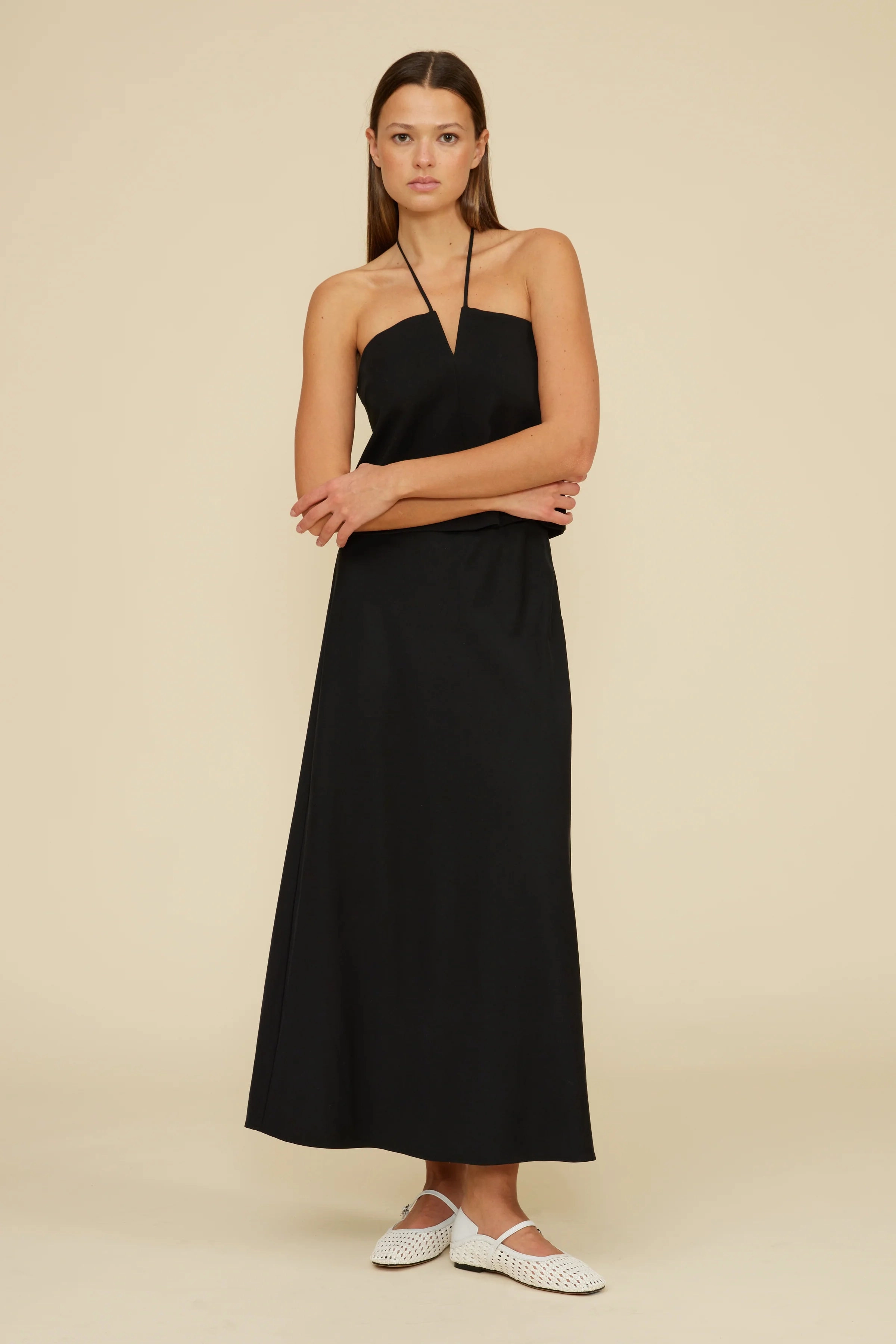 Pocket Reinforcement All Season Stassi Bias Midi Skirt - Black