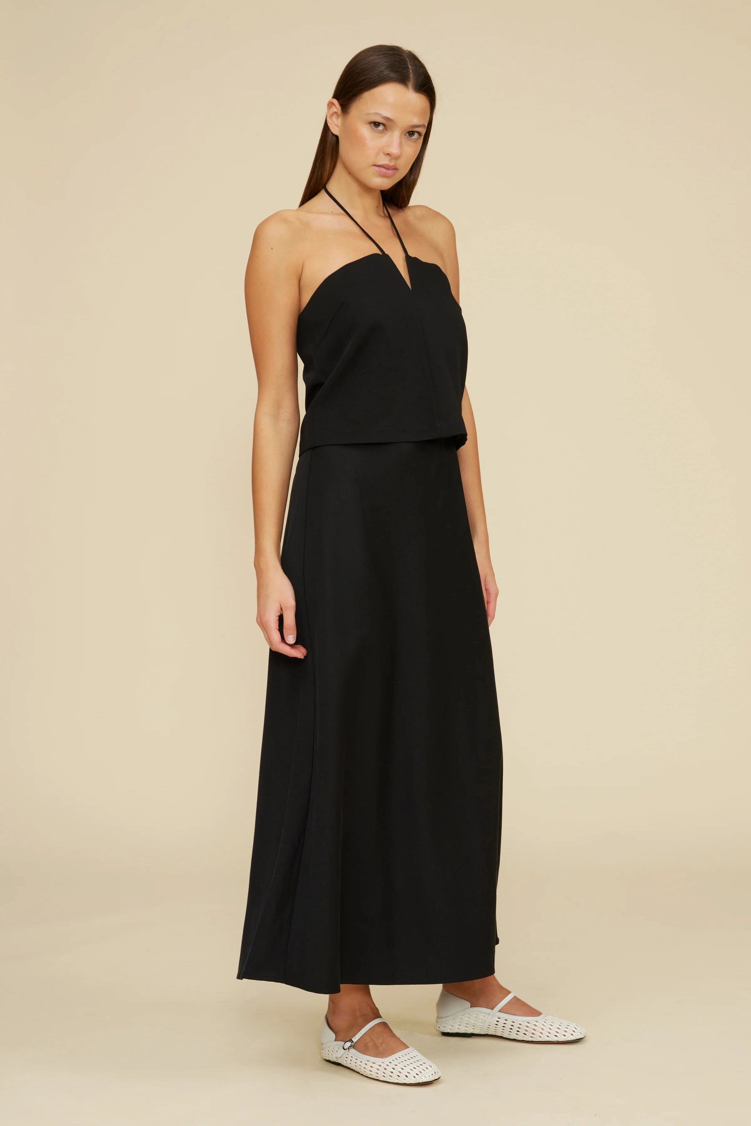 Stassi Bias Midi Skirt - Black Neutral Style Move Comfort