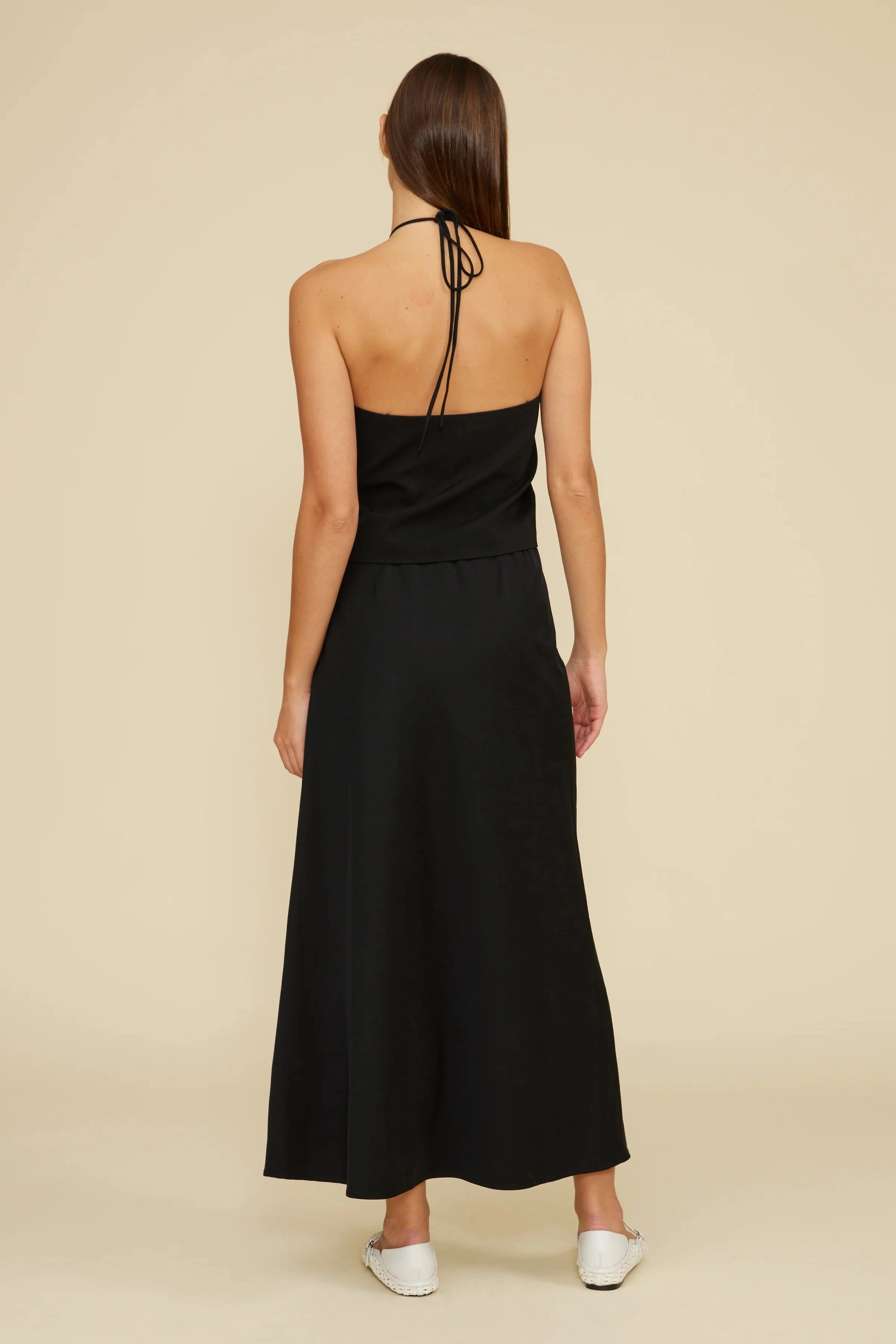 Organic Cotton Modern Waist Stassi Bias Midi Skirt - Black