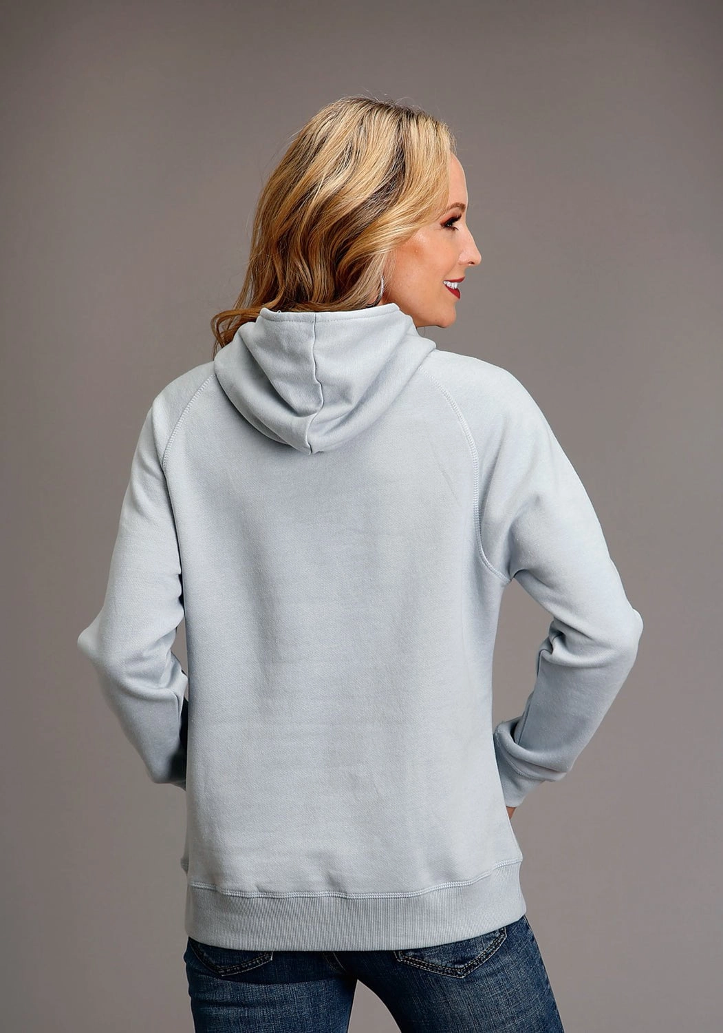 Stetson Womens Bronc Rider Blue Fog Cotton Blend Hoodie Double Breasted