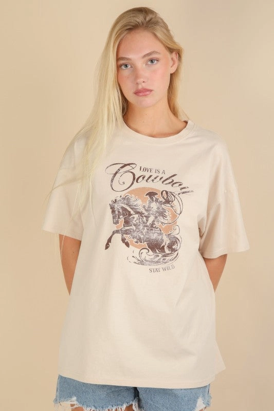 Love Is A Cowboy Graphic Top WrinkleResistant
