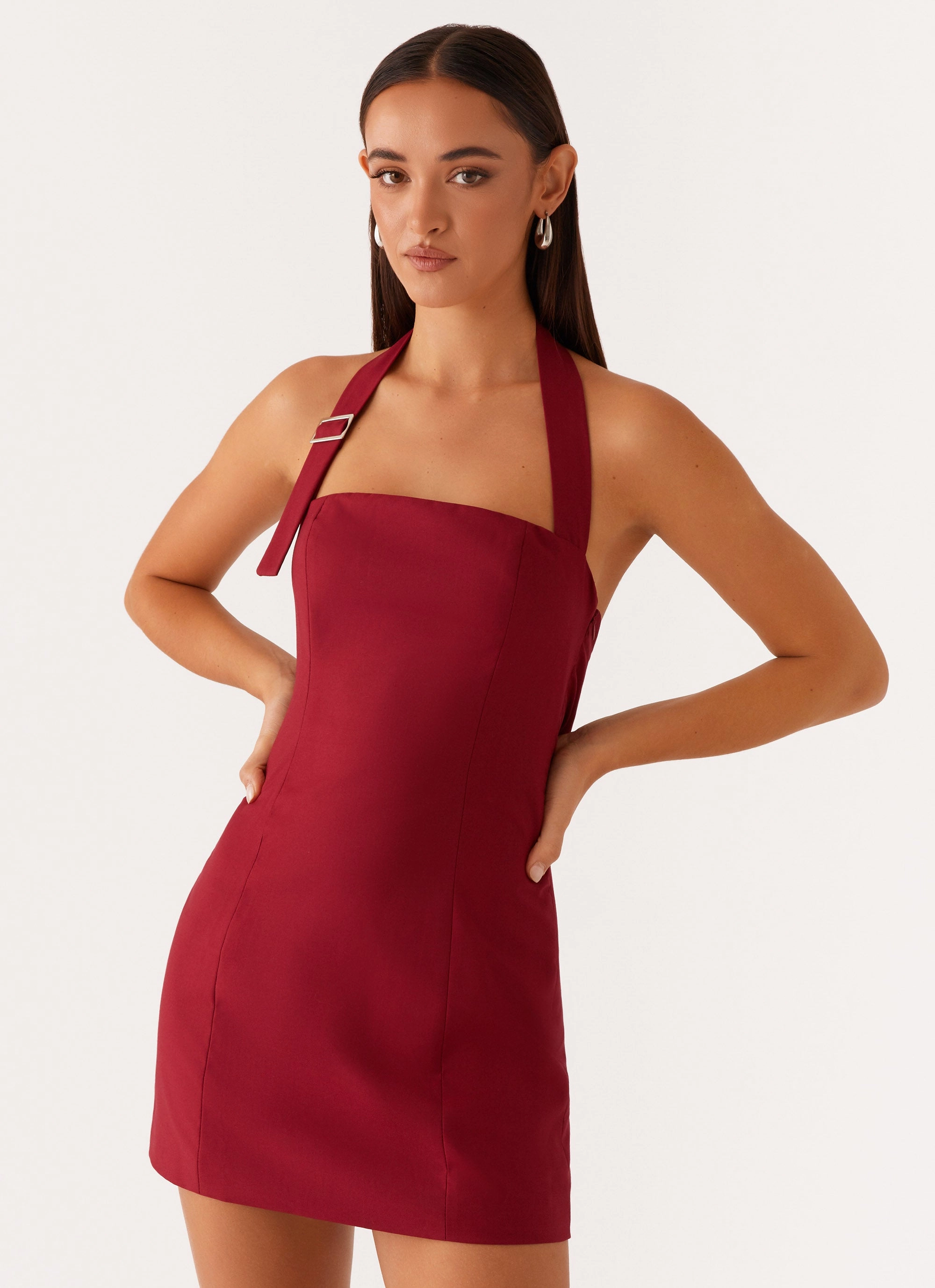 Dew Glow HypoallergenicFiber Bianca Halter Dress - Red