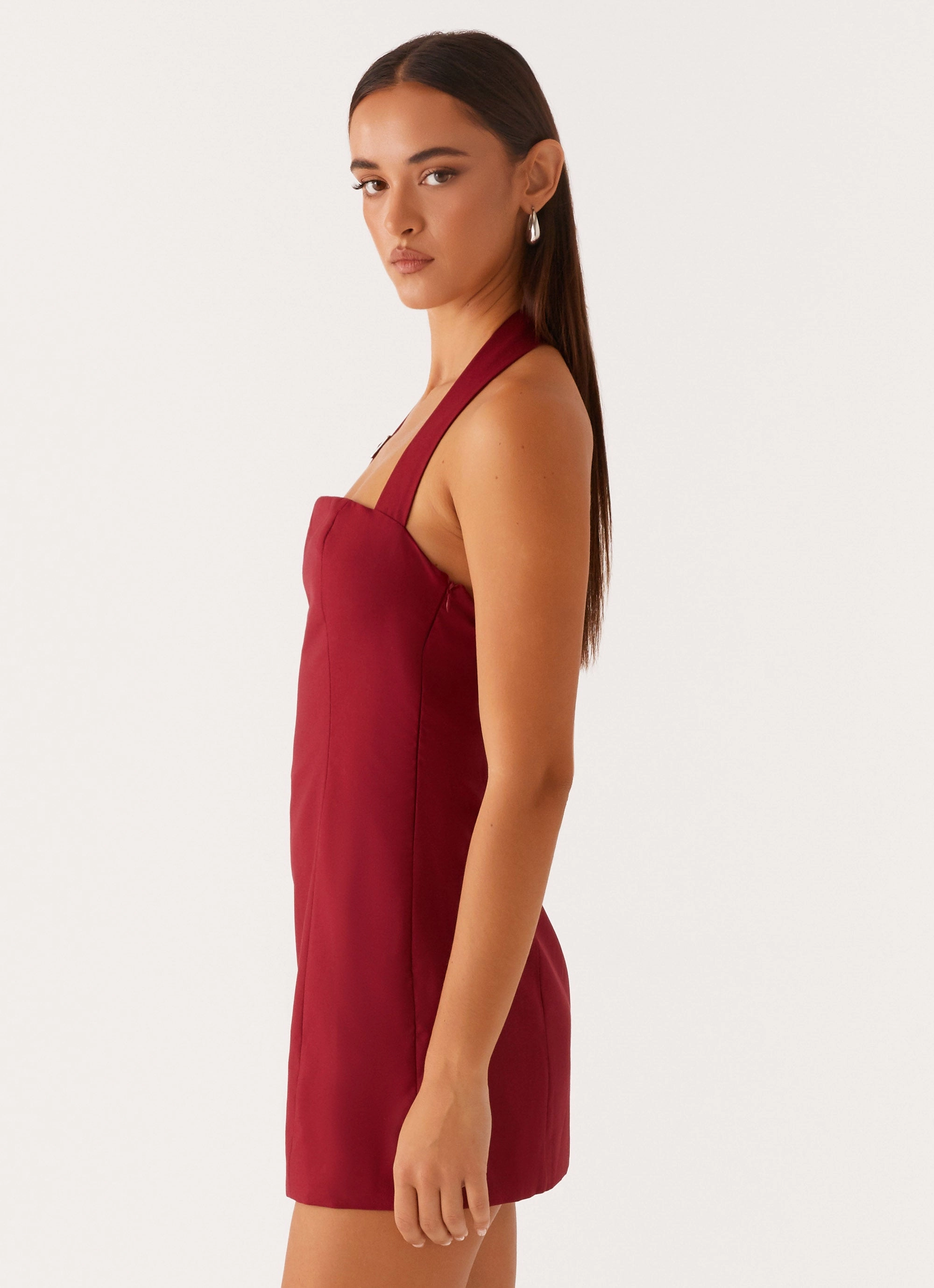 Breathable Fit Layer Light Bianca Halter Dress - Red