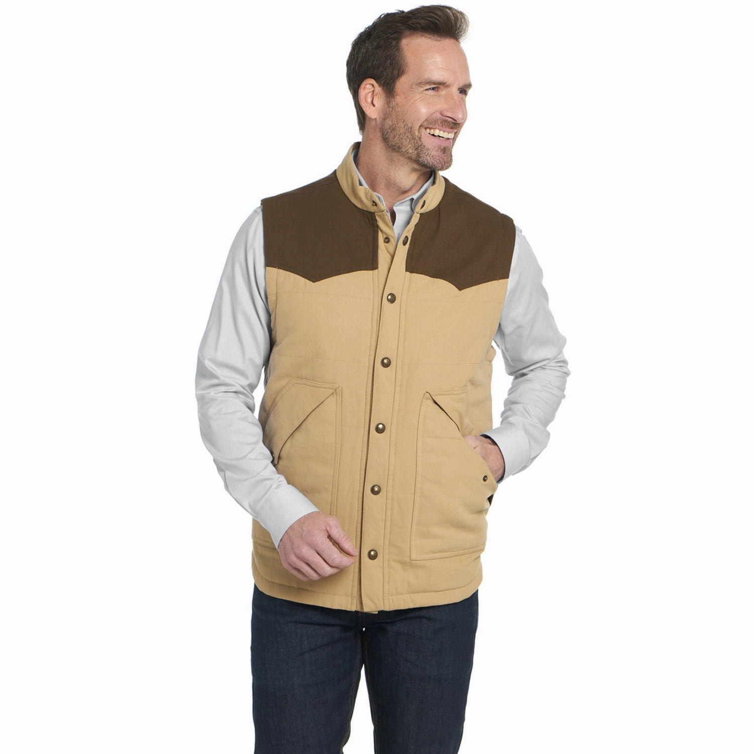 All Ground Cripple Creek Mens Quilted Two-Toned Winter Wheat 100% Cotton Vest