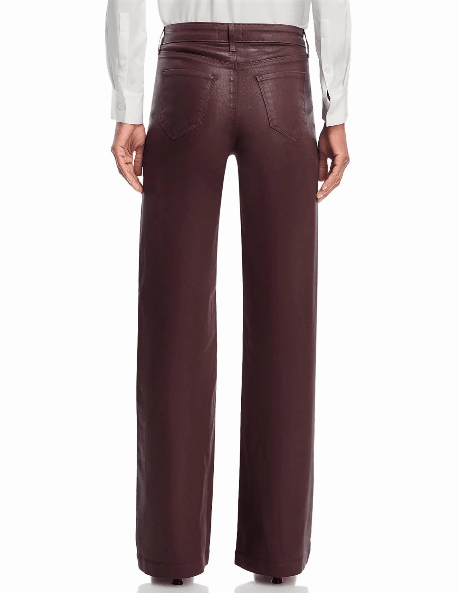 L'AGENCE Scottie Coated High Rise Wide Leg Jeans in Chocolate Coated Lightweight Morning Stroll Durable