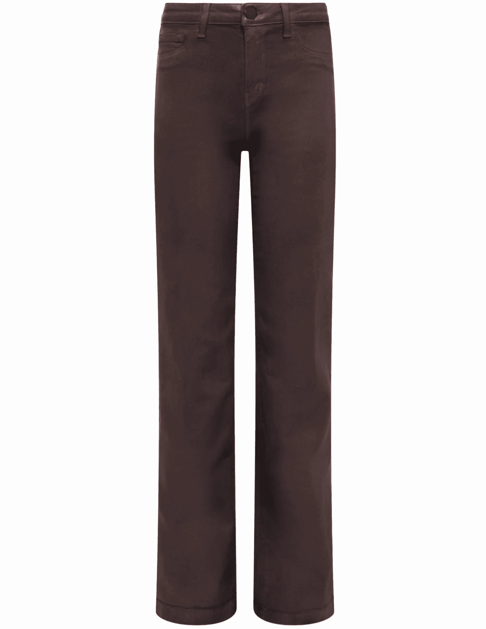 L'AGENCE Scottie Coated High Rise Wide Leg Jeans in Chocolate Coated Elastic Free Cuffs Perfect Layer