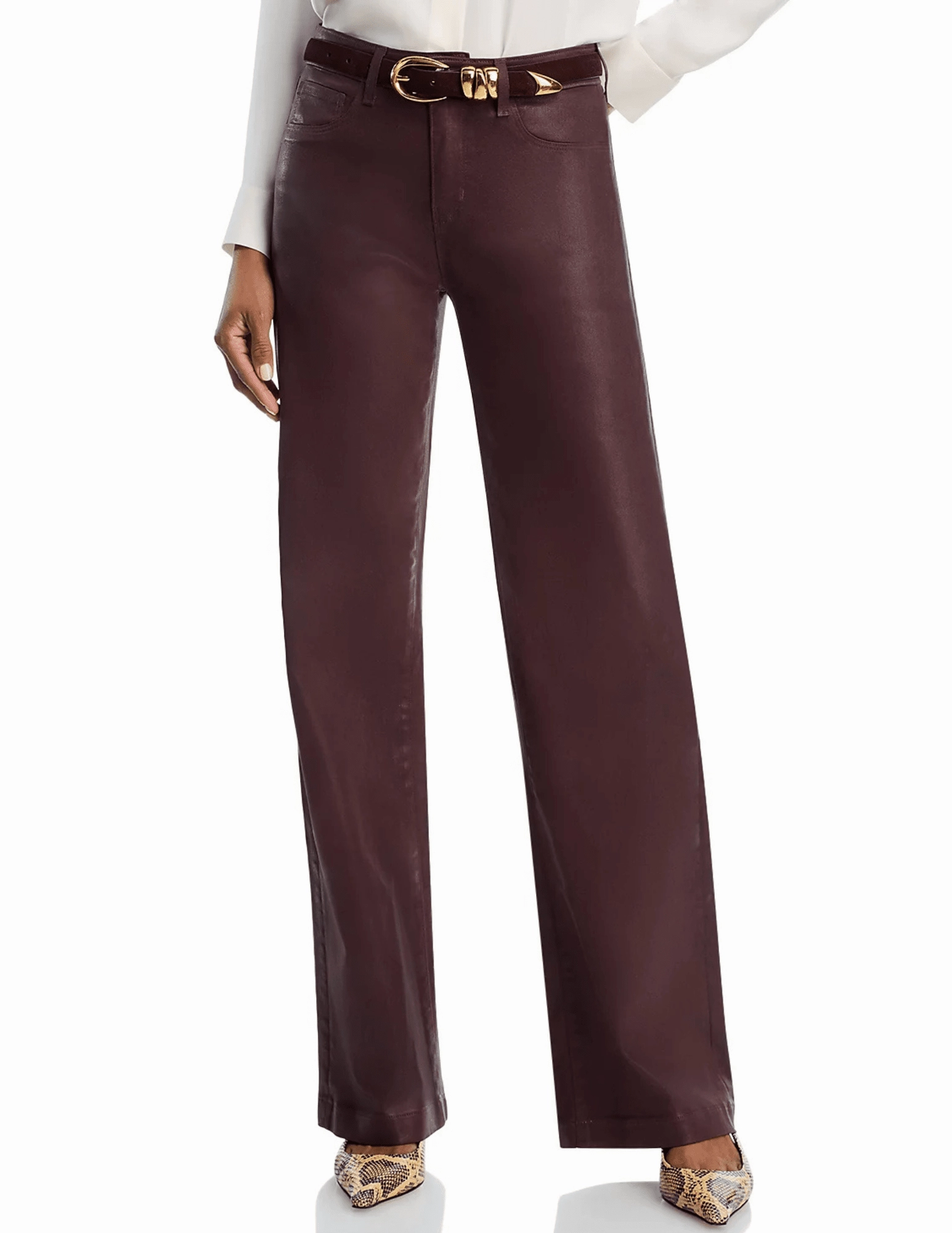 Urban Energy Basic Piece L'AGENCE Scottie Coated High Rise Wide Leg Jeans in Chocolate Coated