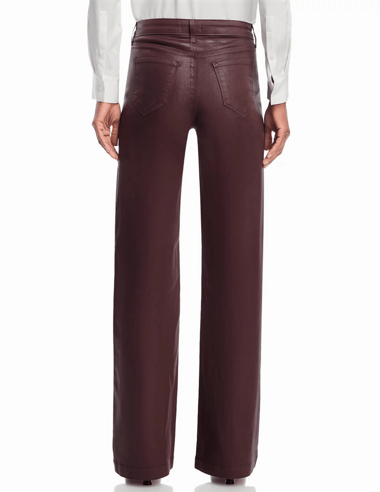 Artist Vibe Comfy L'AGENCE Scottie Coated High Rise Wide Leg Jeans in Chocolate Coated