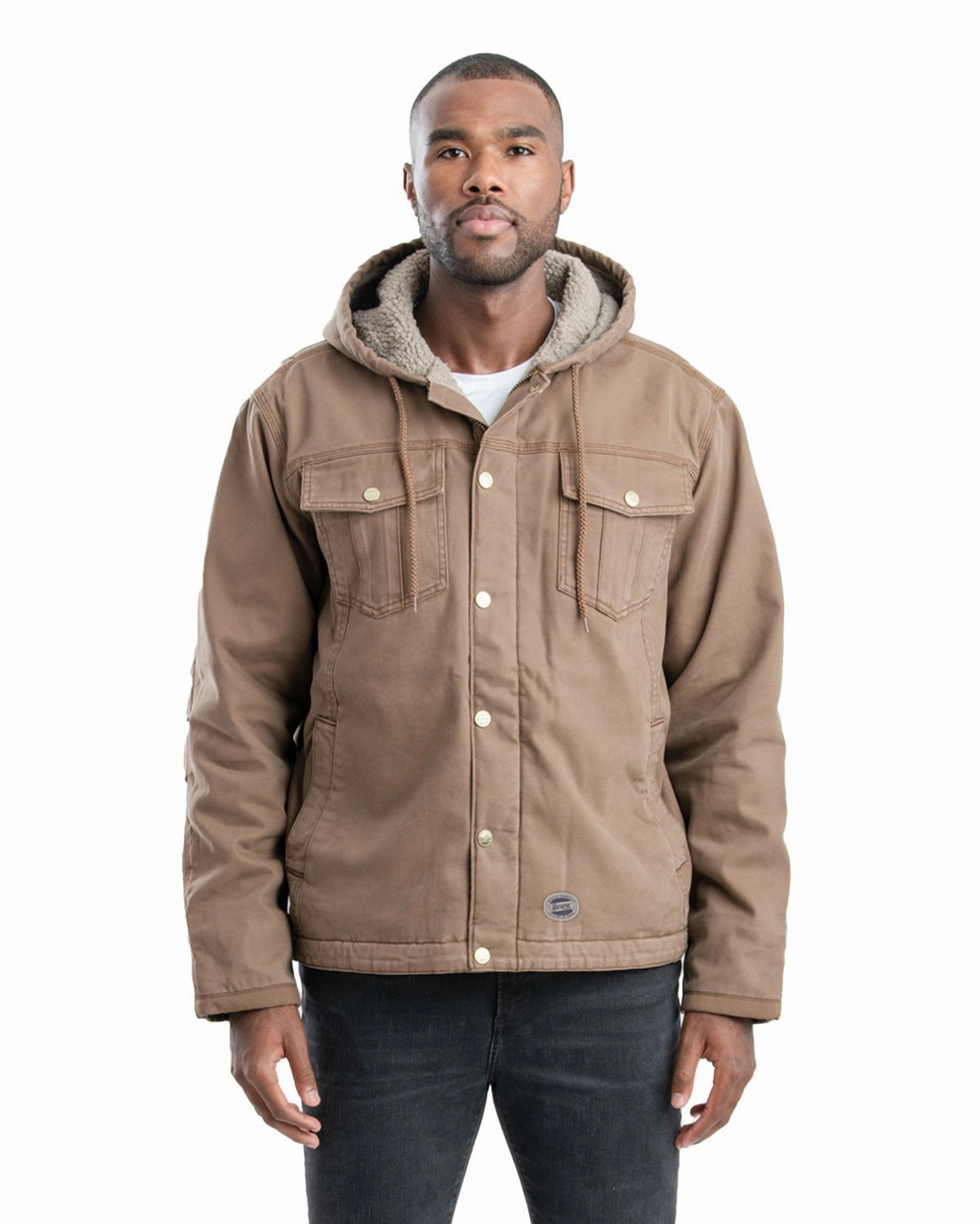 Ergonomic Drape Heavy Duty Zippers Berne Mens Vintage Washed Sherpa-Lined Hooded Driftwood 100% Cotton Jacket