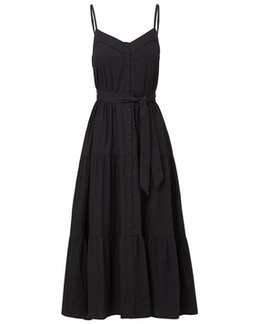 Clean Style Addyson Dress In Black Cotton Slub