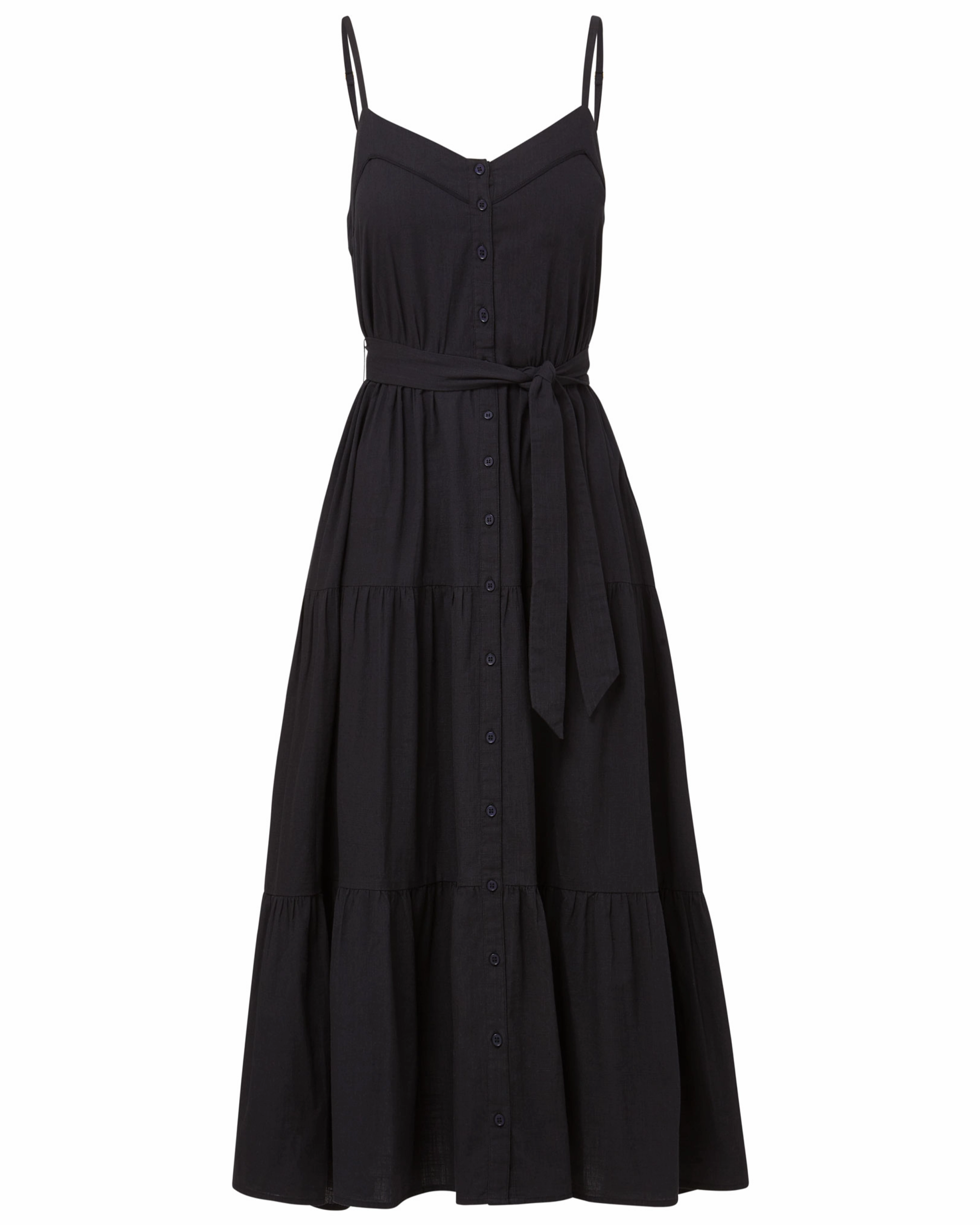Addyson Dress In Black Cotton Slub Easy Match Side-Zip