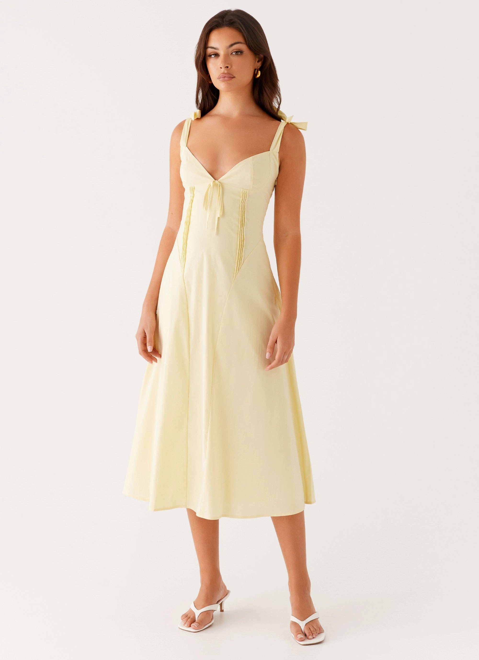 WideCollarDesign Adela Midi Dress - Yellow