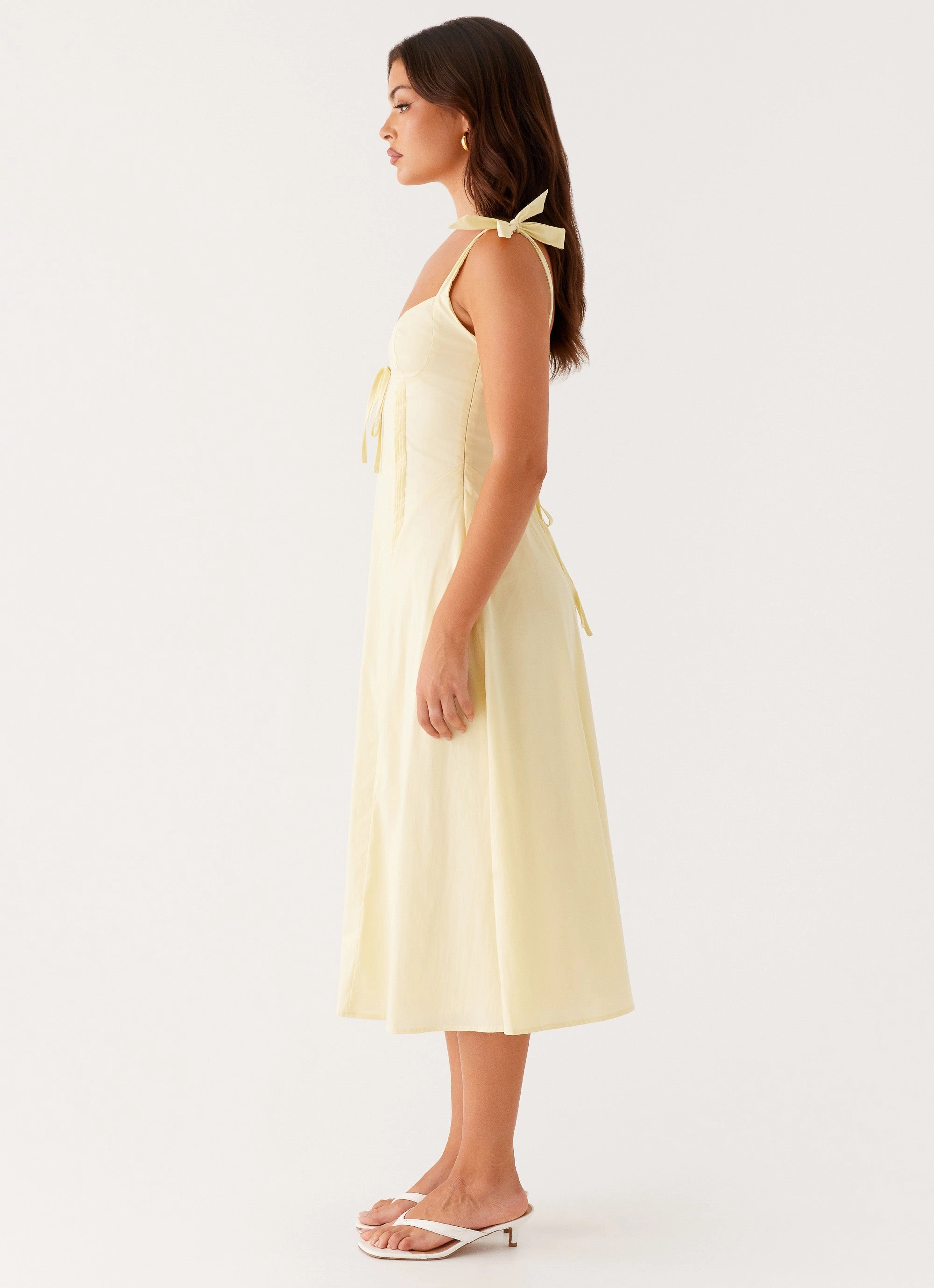 Versatile Layer Wear Adela Midi Dress - Yellow