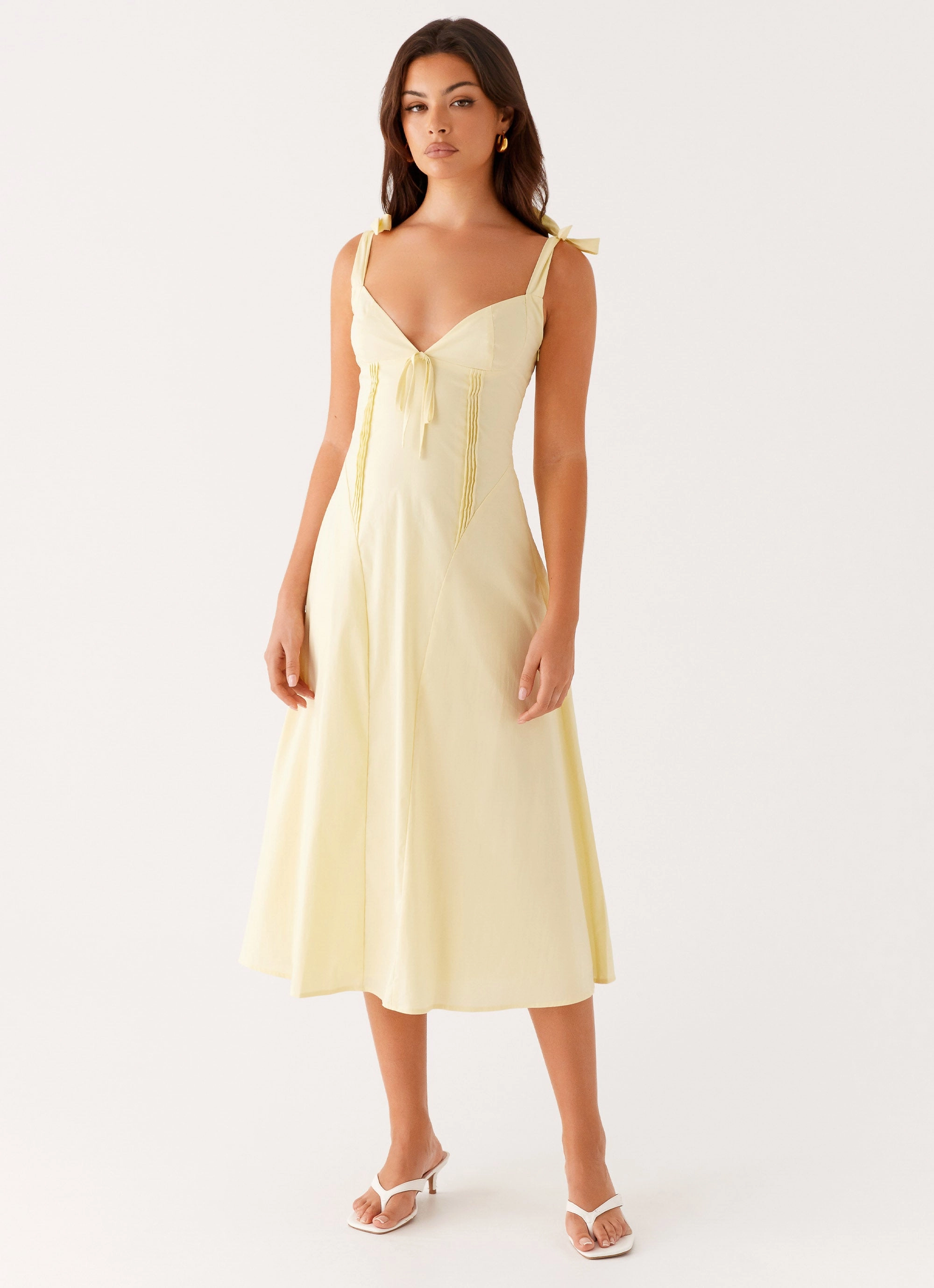 Adela Midi Dress - Yellow Machine-washable Quiet Glow