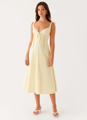Trend Focused Adela Midi Dress - Yellow
