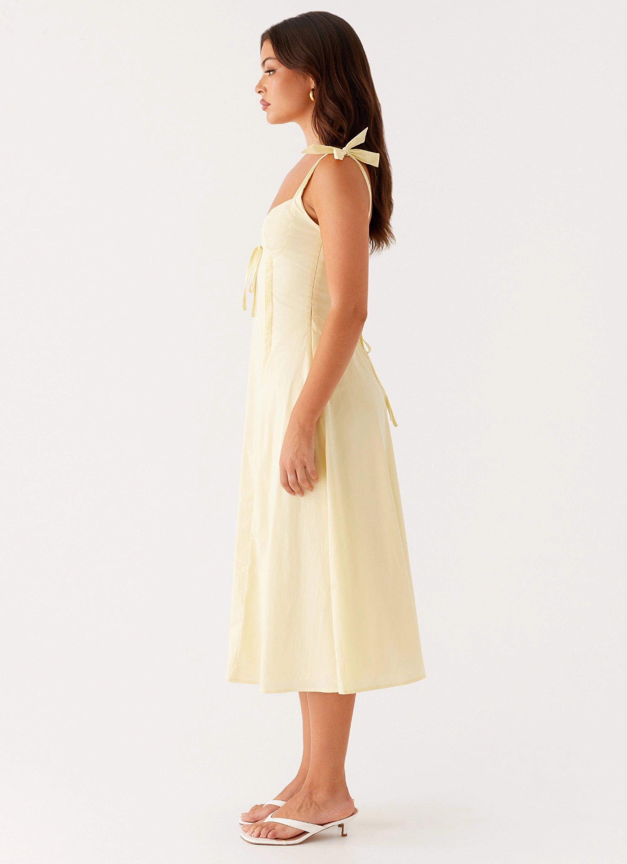Adela Midi Dress - Yellow Everyday Comfort Natural Texture