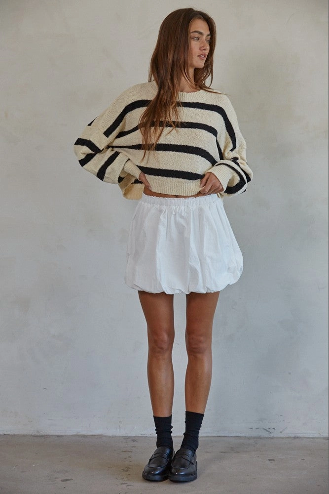 Briony Bubble Mini Skort - White Tapered Side Panels