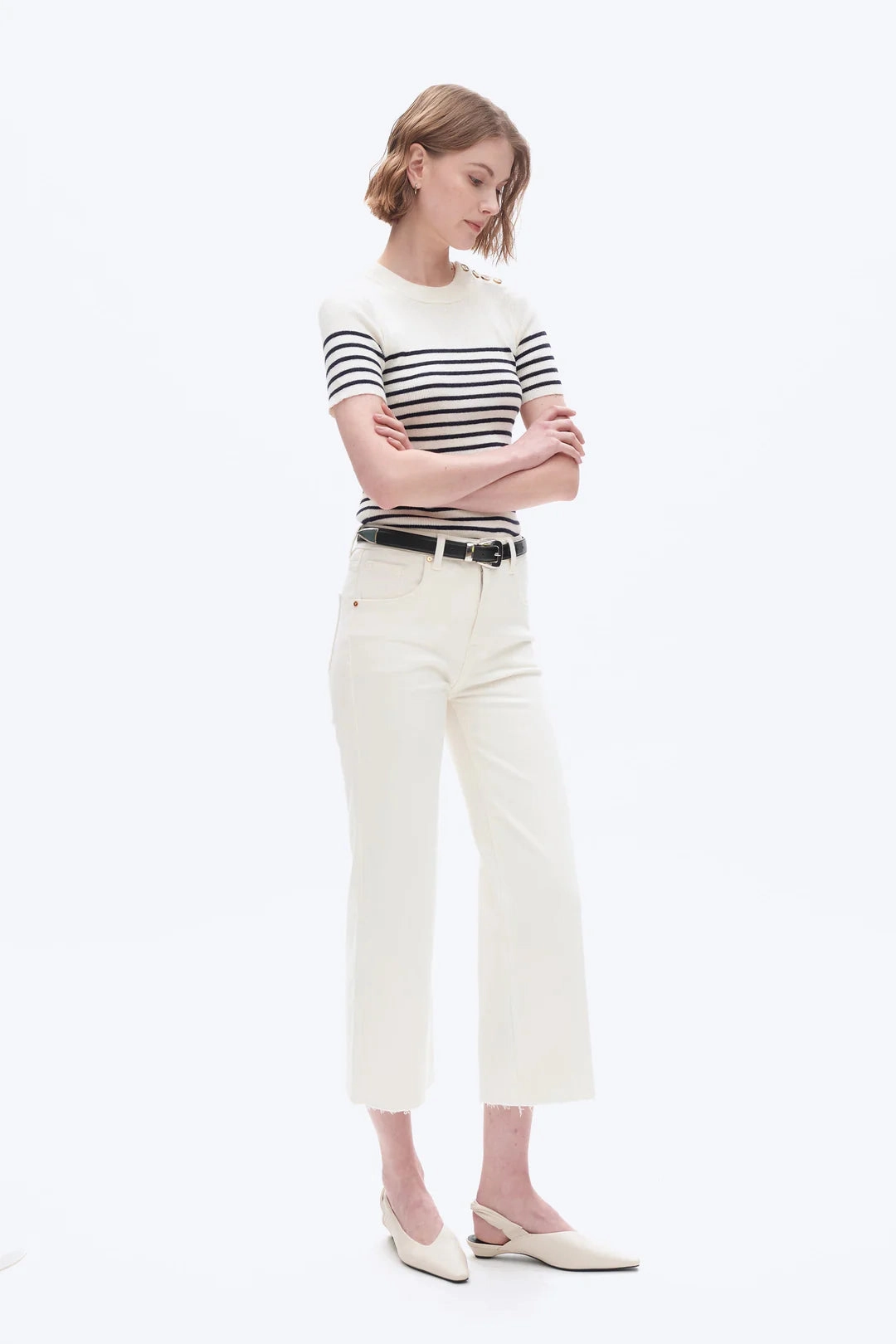 Sporty Tee High Rise Wide Leg Denim Jeans