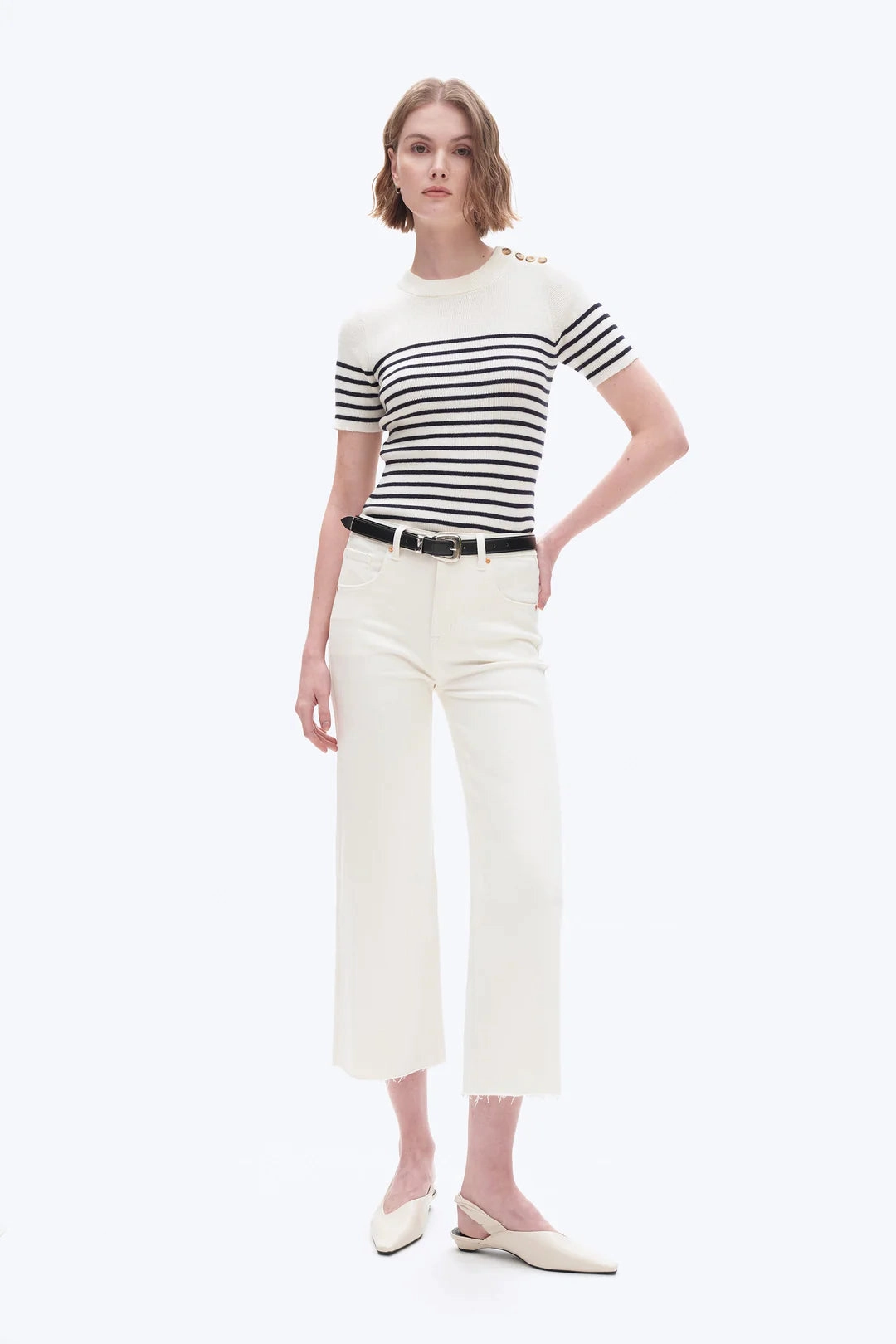 High Rise Wide Leg Denim Jeans Comfy Style ButtonFront