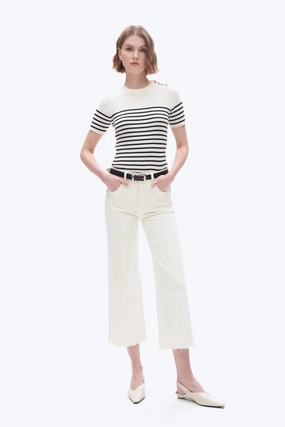 Modern Design High Rise Wide Leg Denim Jeans