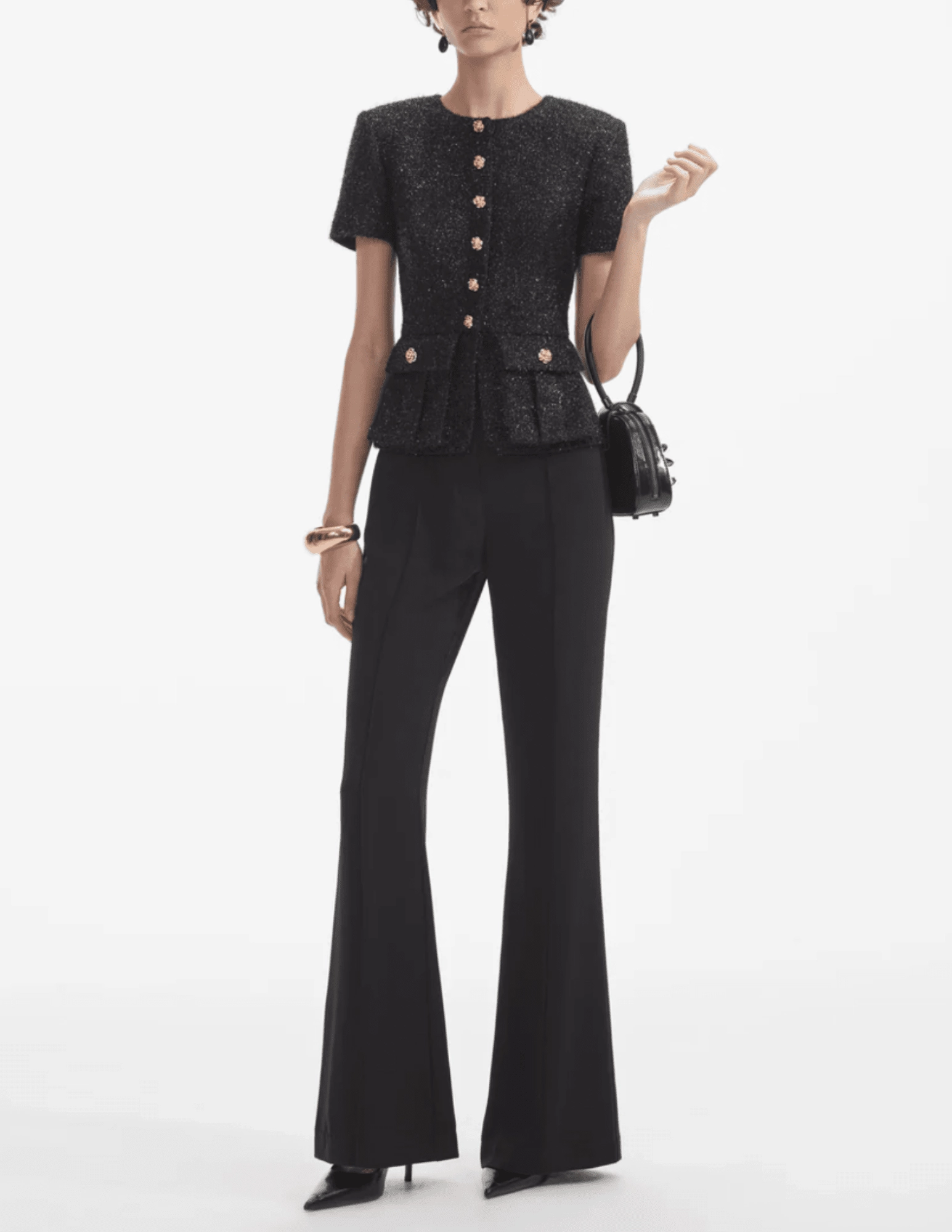 Air Freshness Back Ventilation Design Self-Portrait Tinsel Boucle Jumpsuit SALE