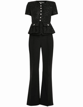Self-Portrait Tinsel Boucle Jumpsuit SALE storage purpose