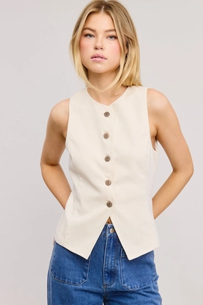True Charm Vest - Natural CroppedLength