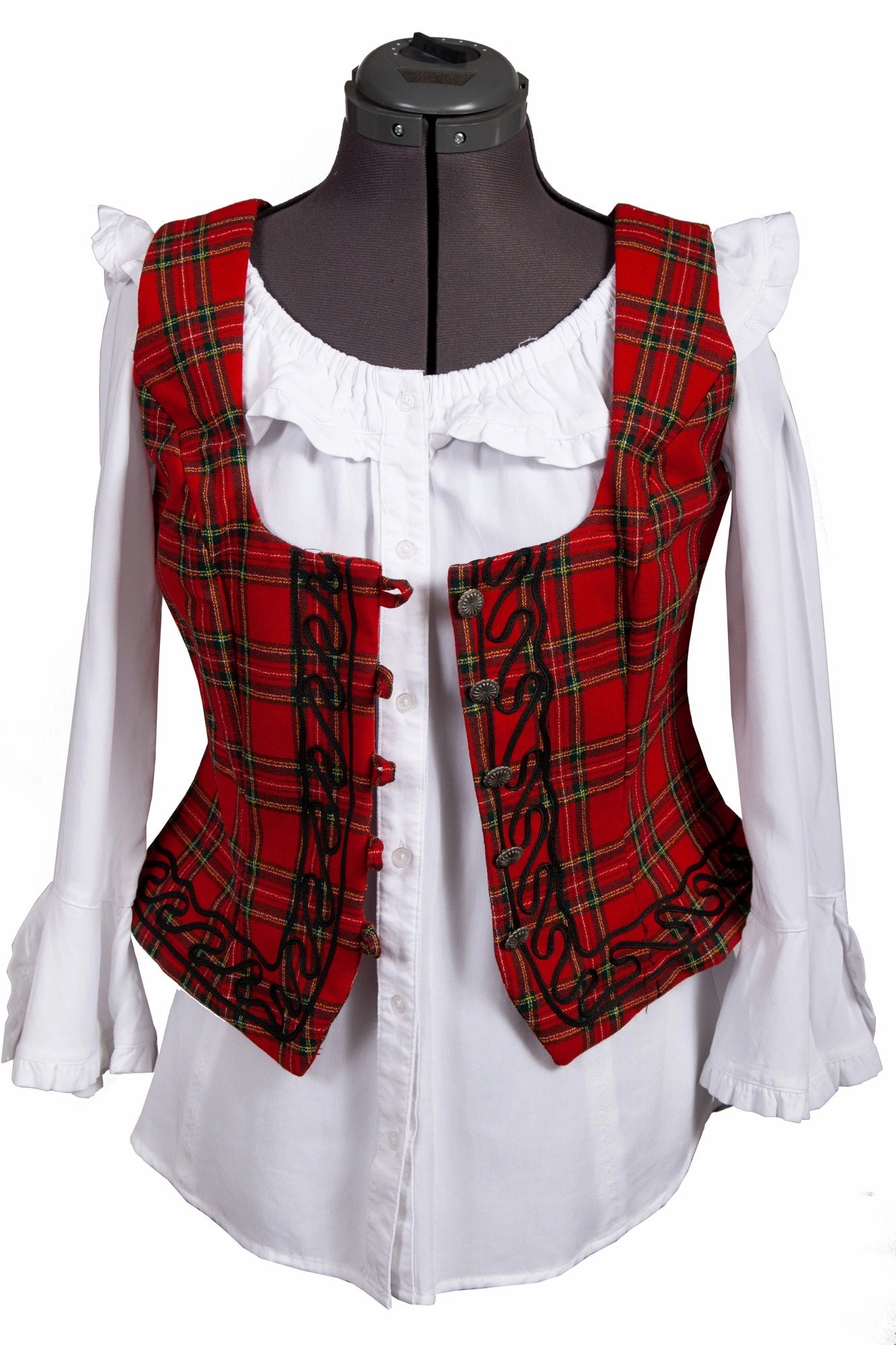 Minimal Detailing Scully Womens Red 100% Wool Tartan Plaid Vest