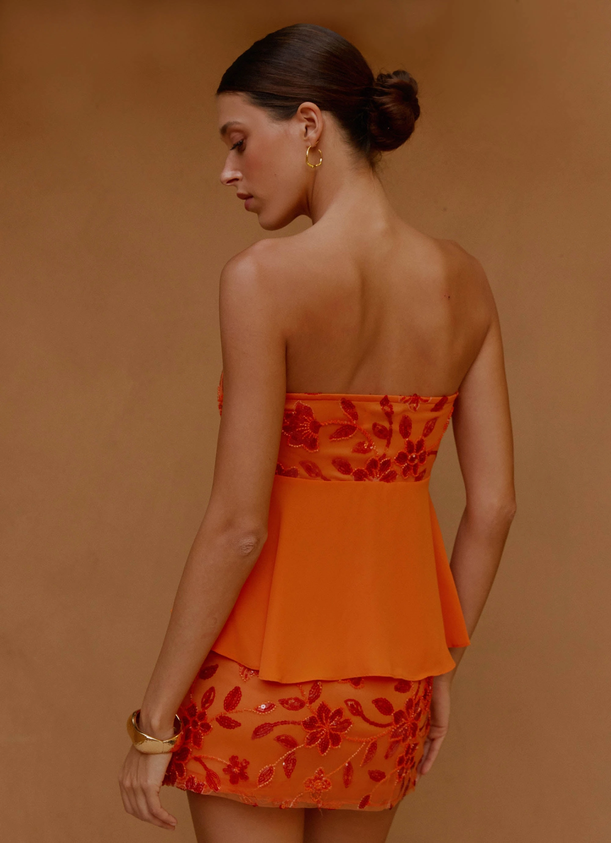 Formal Shirt GarmentWashedFinish Kenya Beaded Halter Top - Orange