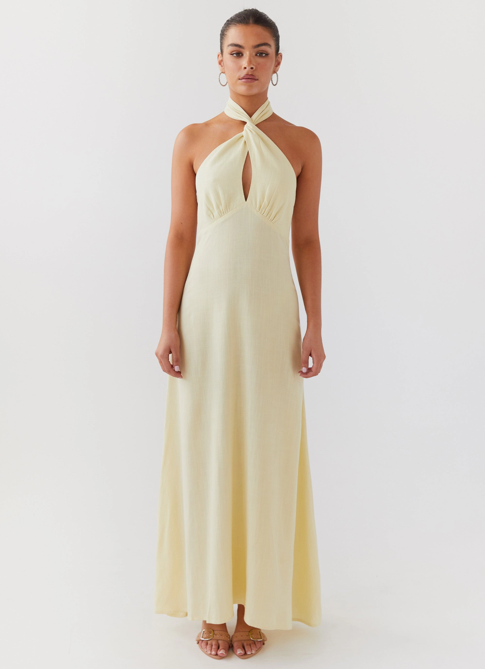 Adrienne Linen Maxi Dress - Lemon Fall Tone