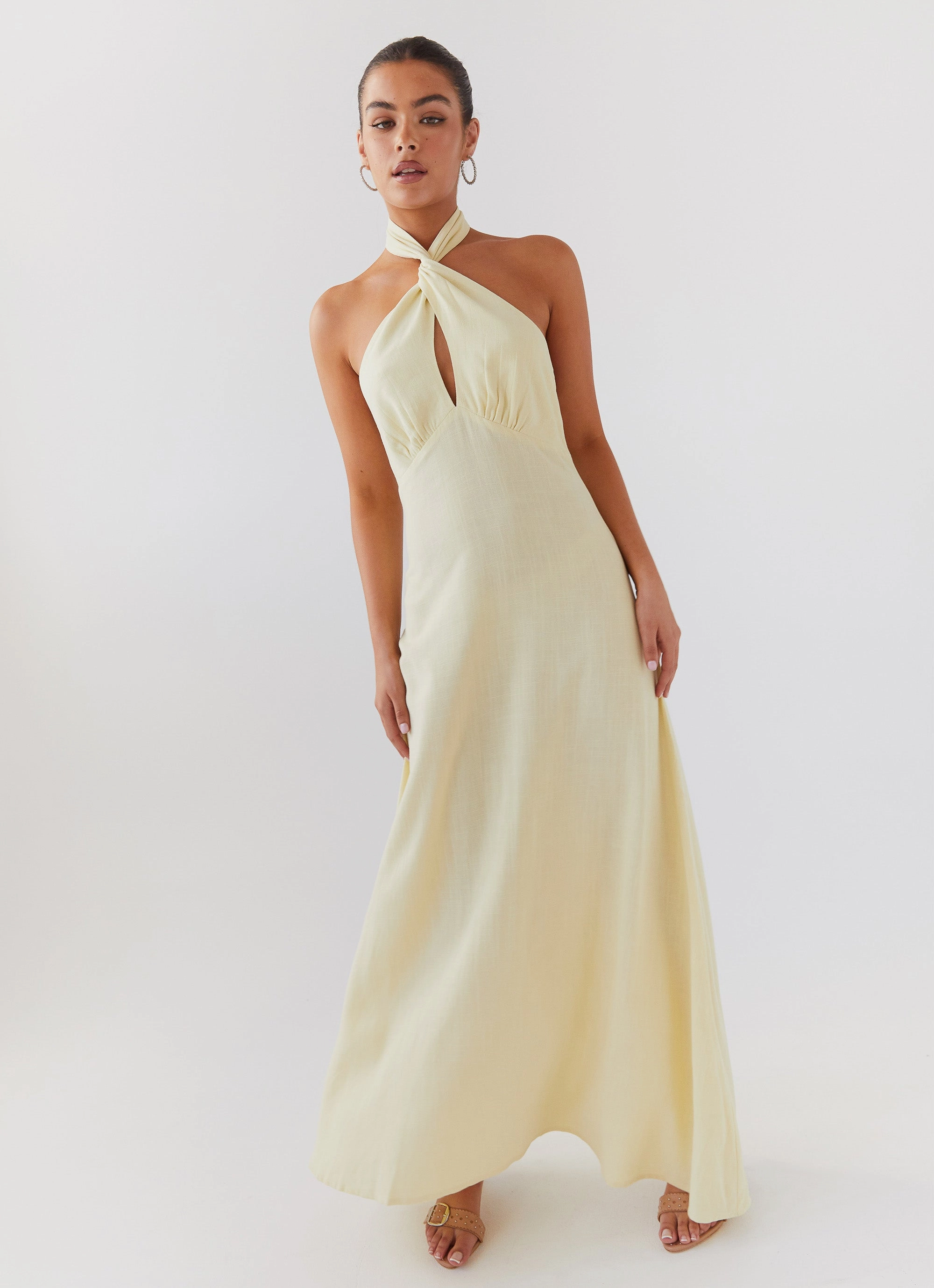 Adrienne Linen Maxi Dress - Lemon Timeless slip dress Classic Movement