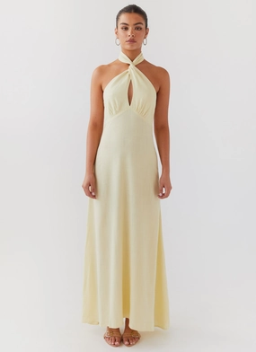 Adrienne Linen Maxi Dress - Lemon Evening Event