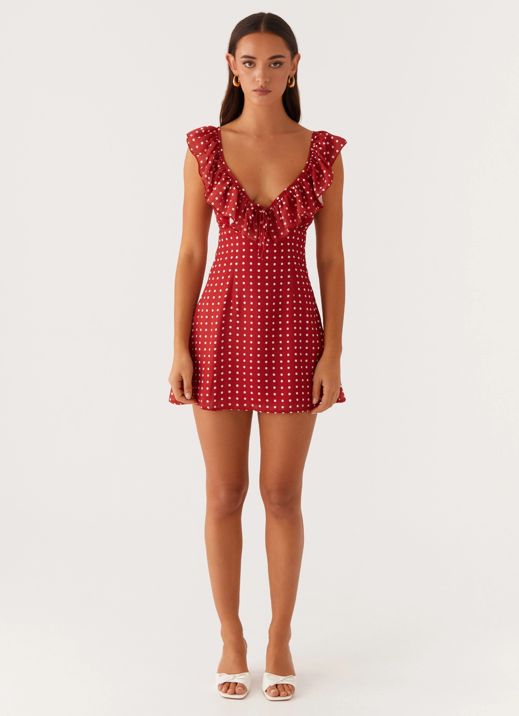 Street Vibe Adrina Ruffle Mini Dress - Red Polka Dot