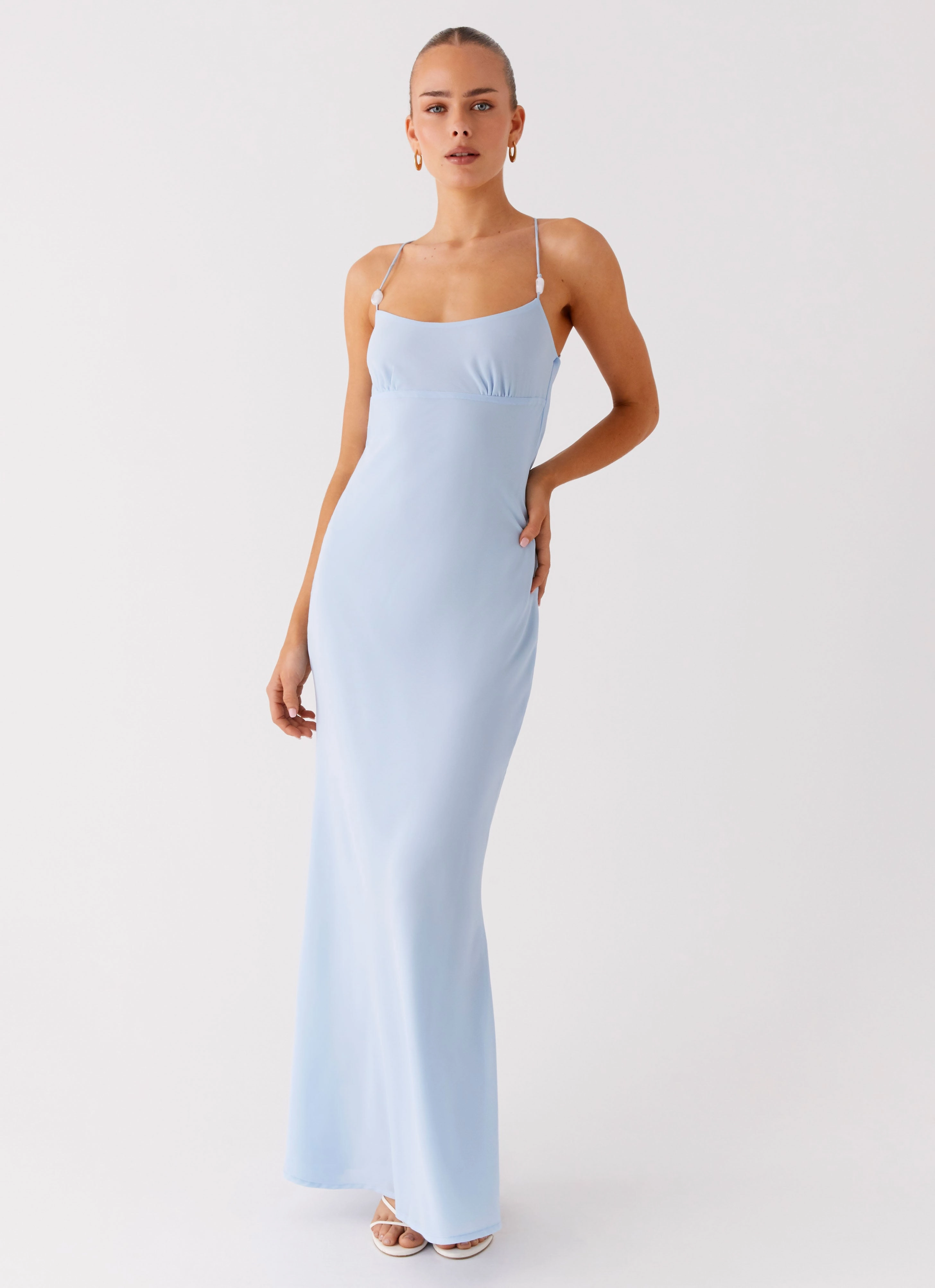 Boat-Neck Cabello Maxi Dress - Pale Blue