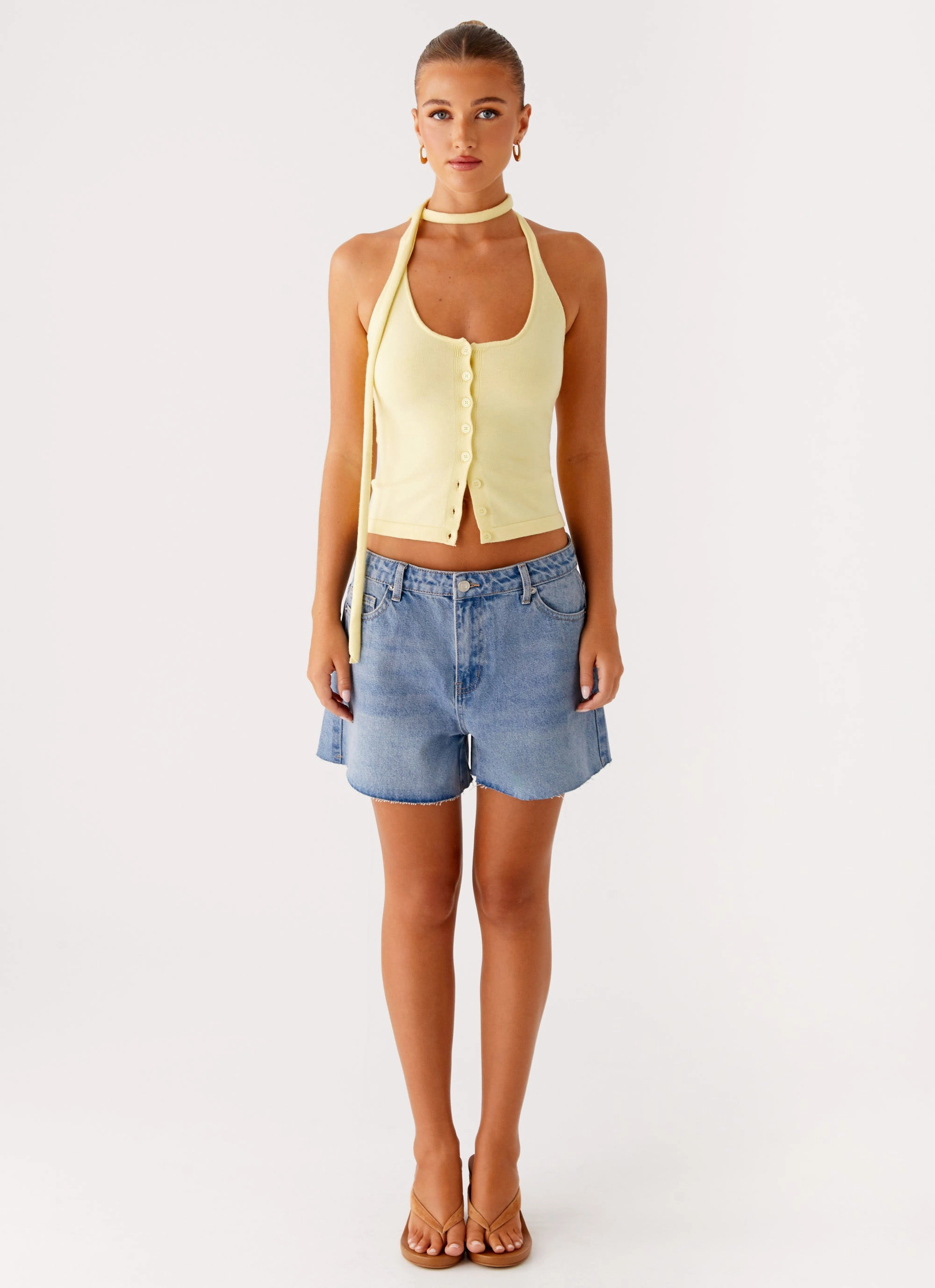 Madden Knit Scarf Top - Yellow Soft Cotton NonChafe Tag Placement