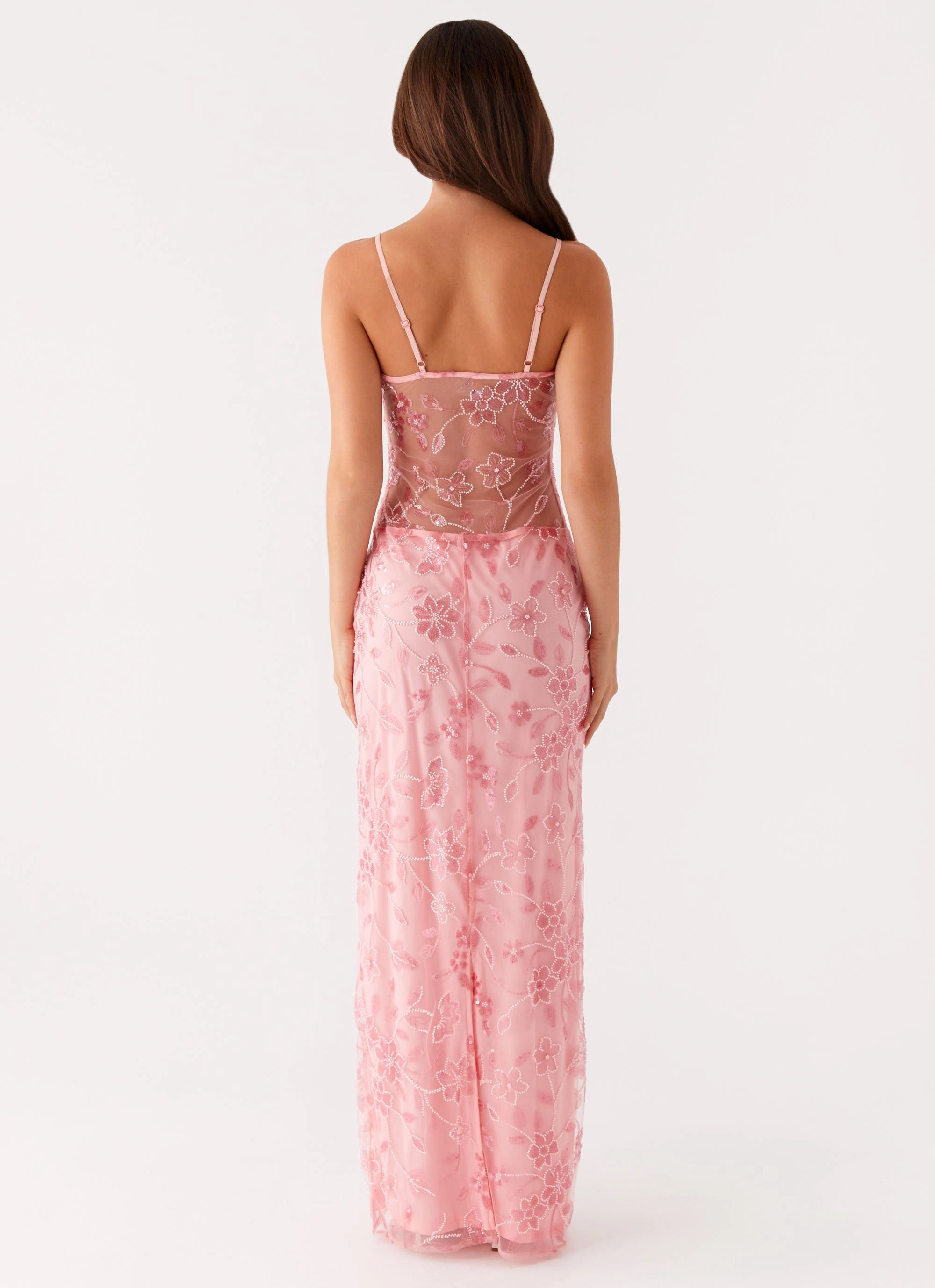 Akira Beaded Maxi Dress - Pink Orange Easy Mood Refined fit