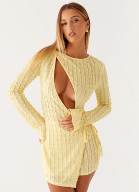 Alfie Mini Dress - Pastel Yellow Sophisticated Layers
